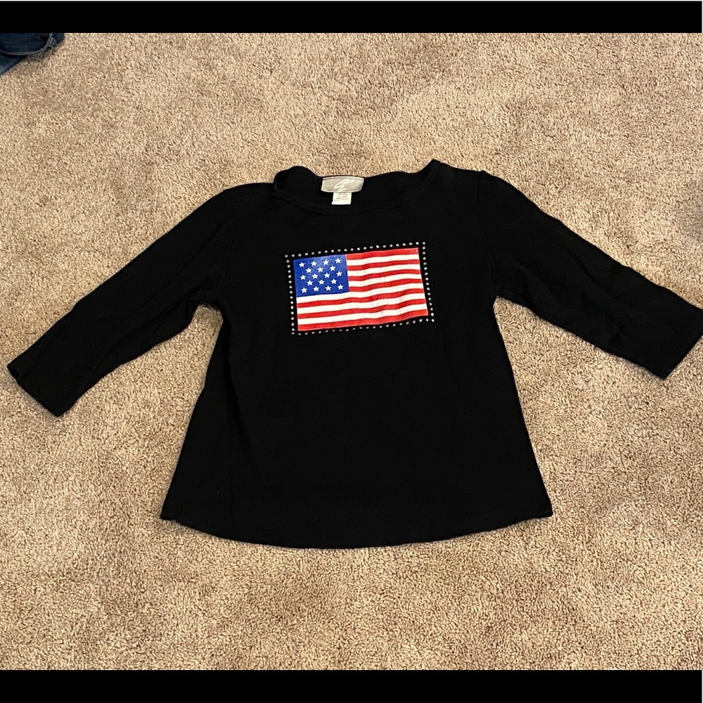 🔴 3/4 Length American Flag Shirt